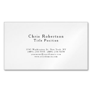 Elegant Plian Black White Charming Minimalist Business Card Magnet