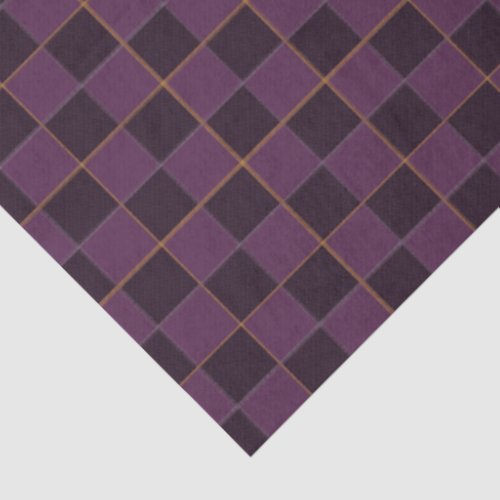 Elegant Plum And Gold Check Tissue Paper