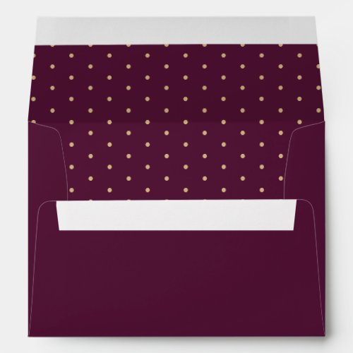 Elegant Plum and Gold Polka Dots Envelope