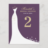 Elegant Plum and Gold Wedding Gown Table Number (Front)