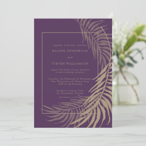 Elegant Plum and Taupe Wedding Invitation