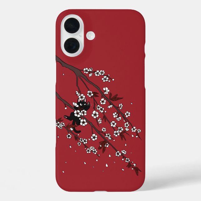 Elegant Plum Blossoms and Black Cat Case-Mate iPhone Case (Back)