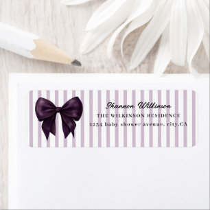 Elegant Plum Bow Violet Stripe Label