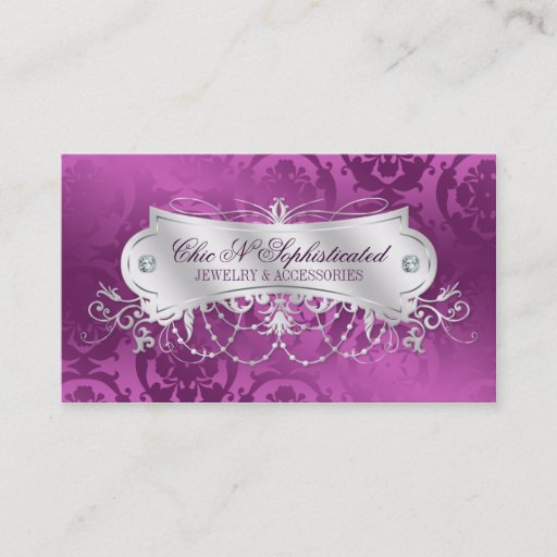 Customizable Elegant Plum Damask Swirl Business Card