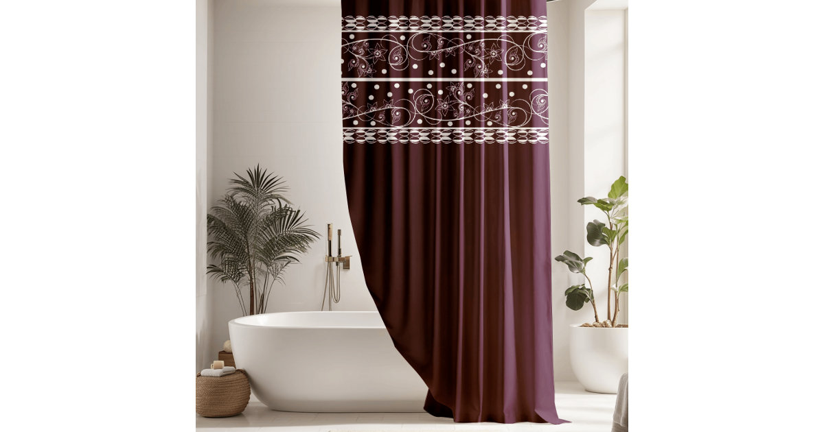Elegant Plum Fl Lace Shower Curtain Zazzle