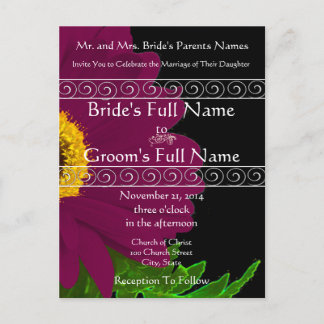 Elegant Plum Gerber Daisy Wedding Invitation Postcard