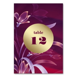 Elegant Plum Gold FloralTable Number Cards