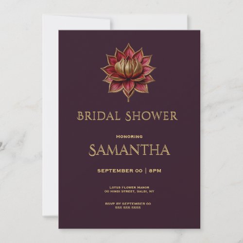 Elegant Plum Gothic Bridal Shower Invite