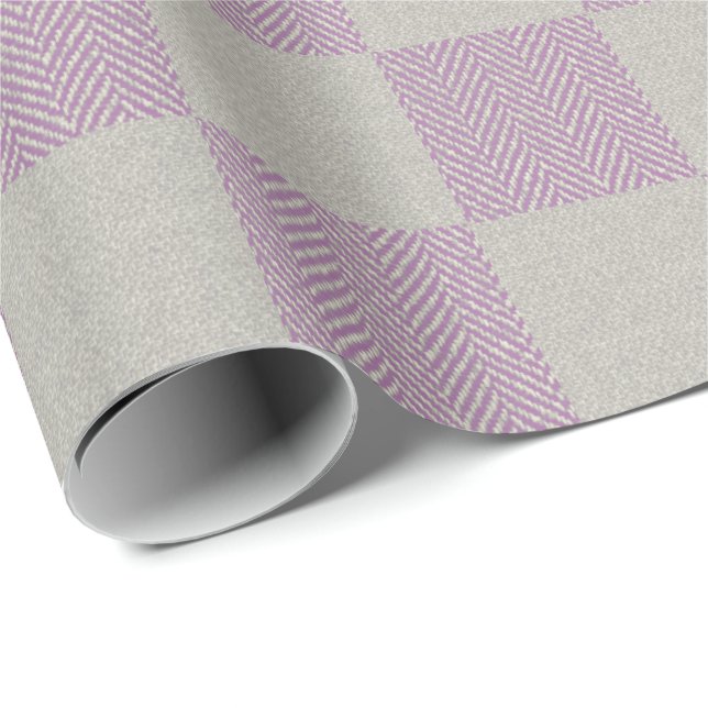Elegant Plum Gray Buffalo Plaid Pattern Wrapping Paper (Roll Corner)