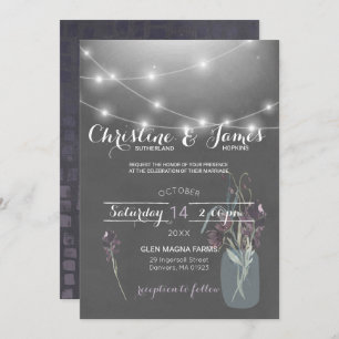 Elegant Plum, Lilac & Grey Wedding Invitation