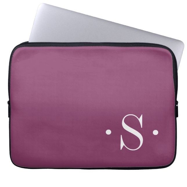 Elegant Plum Monogram Laptop Sleeve (Front)