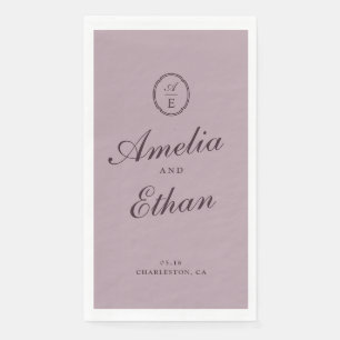 Elegant Plum Monogram Wedding Guest Towels