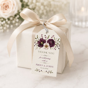 Elegant Plum Olive Botanical Wedding Favor Gift Tags
