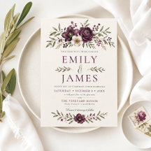 Elegant Plum Olive Botanical Wedding
