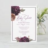 Elegant Plum, Purple and Gold Baby Shower Invitation (Standing Front)