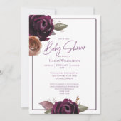 Elegant Plum, Purple and Gold Baby Shower Invitation (Front)