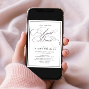 Elegant Plum Purple Calligraphy Bridal Brunch Invitation