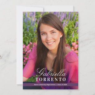 Elegant Plum Purple Custom Photo Graduation Party Invitation