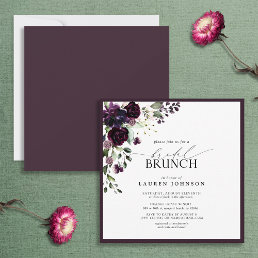 Elegant Plum Purple Floral Bridal Brunch Invitation