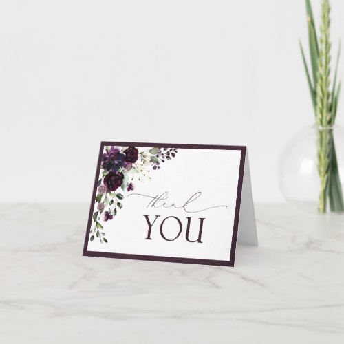 Elegant Plum Purple Floral Thank You Card