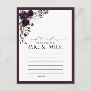 Elegant Plum Purple Floral Watercolor Date Ideas Postcard