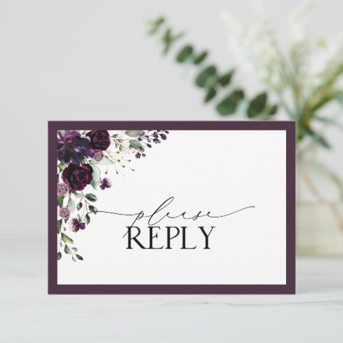 Elegant Plum Purple Floral Watercolor RSVP