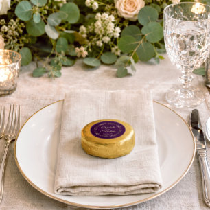 Elegant Plum Purple & Gold Couples' Names Wedding Dipped Oreo Cookie Favors