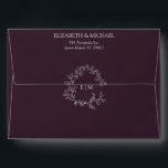 Elegant Plum Purple Leafy Crest Monogram Wedding Envelope<br><div class="desc">Let us help make the perfect beginning to your special day with our Modern Plum Purple Leafy Crest Monogram Wedding envelope. Featuring a hand-drawn leafy wreath encircling a modern wedding monogram, this one-of-a-kind envelope will put an extra special touch on your special occasion. Crafted to the highest standard, you can...</div>