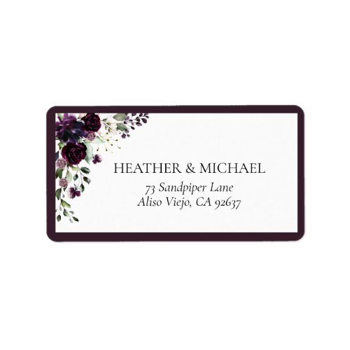 Elegant Plum Purple Mauve Floral Return Address Label