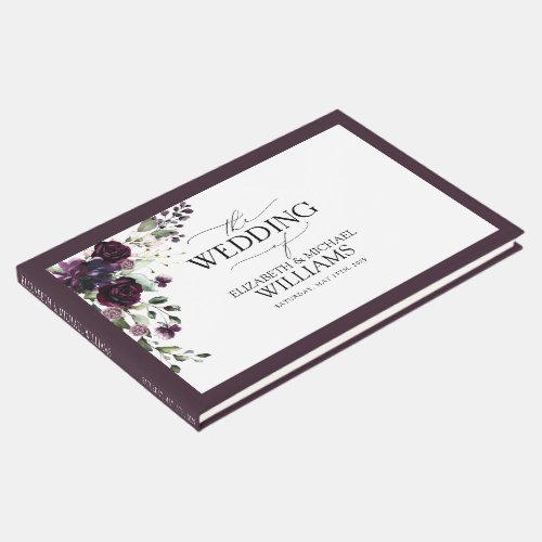Elegant Plum Purple Mauve Floral Watercolor  Guest Book