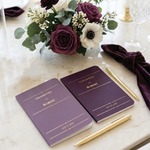 Elegant Plum Purple Minimalist Typography Wedding Foil Vow Books