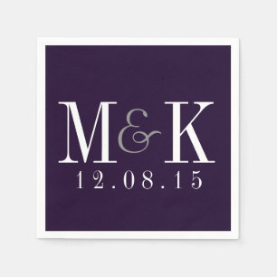 Elegant Plum Purple Monogram Wedding Napkins