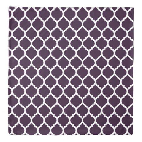 Elegant Plum Purple Moroccan Quatrefoil Pattern Duvet Cover