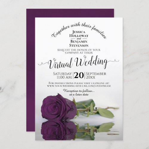 Elegant Plum Purple Romantic Rose Virtual Wedding Invitation