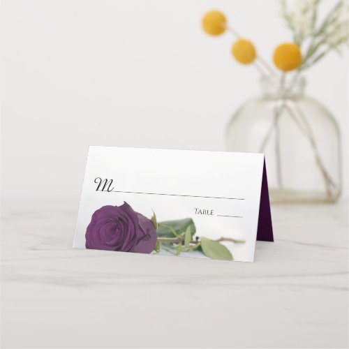 Elegant Plum Purple Rose Simple Wedding Write_In Place Card