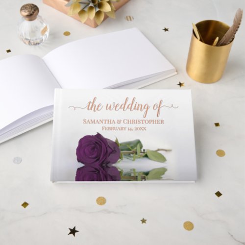 Elegant Plum Purple Rose Small Wedding Foil Foil Guest Book