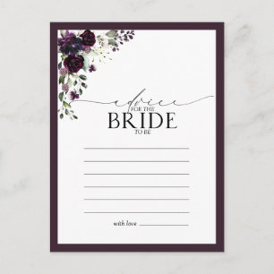 Elegant Plum Purple Watercolor Advice To The Bride Postcard