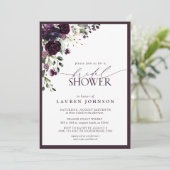 Elegant Plum Purple Watercolor Bridal Shower Invitation (Standing Front)