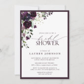Elegant Plum Purple Watercolor Bridal Shower Invitation (Front)