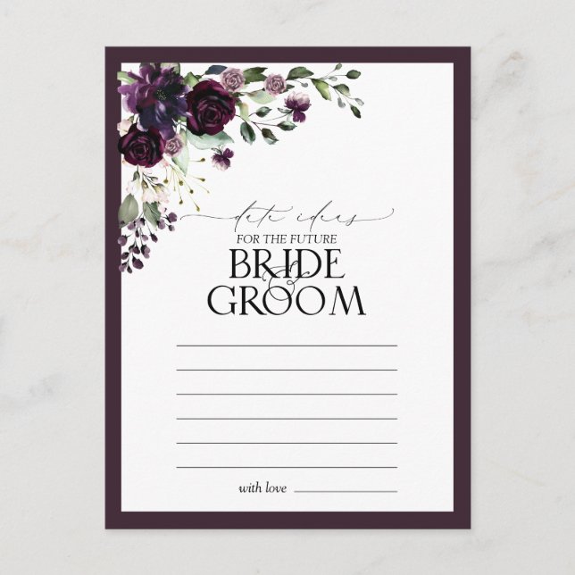Elegant Plum Purple Watercolor Date Ideas Postcard (Front)