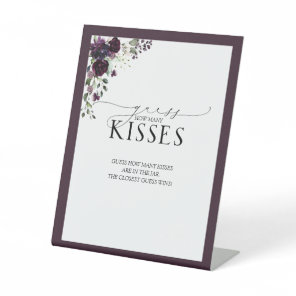 Elegant Plum Purple Watercolor How Many Kisses Pedestal Sign