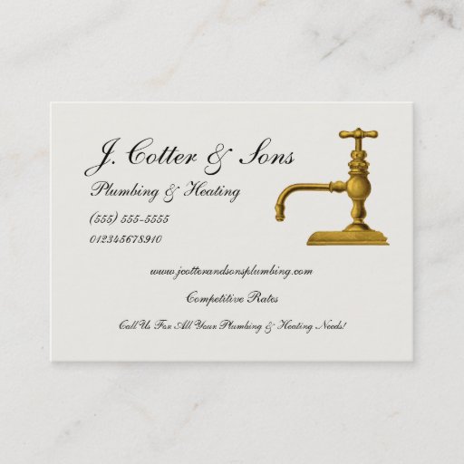 Customizable Elegant Plumbing &amp; Heating Services Business Cards