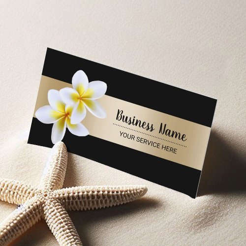Elegant Plumeria Floral Beauty Salon Spa  Business Card