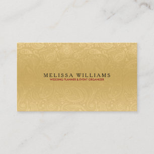 Elegant Plush Gold Paisley Pattern Wedding Design Business Card