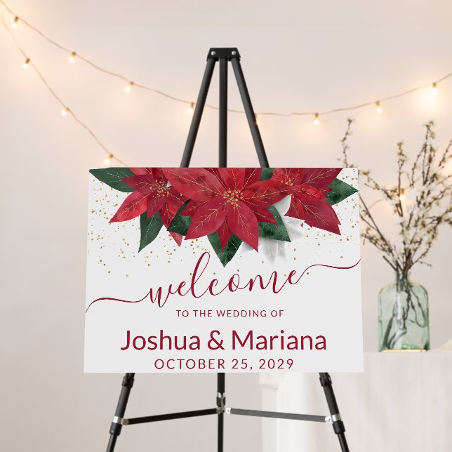 Elegant Poinsettia Christmas Floral Wedding Foam Board (In Situ (Stand))