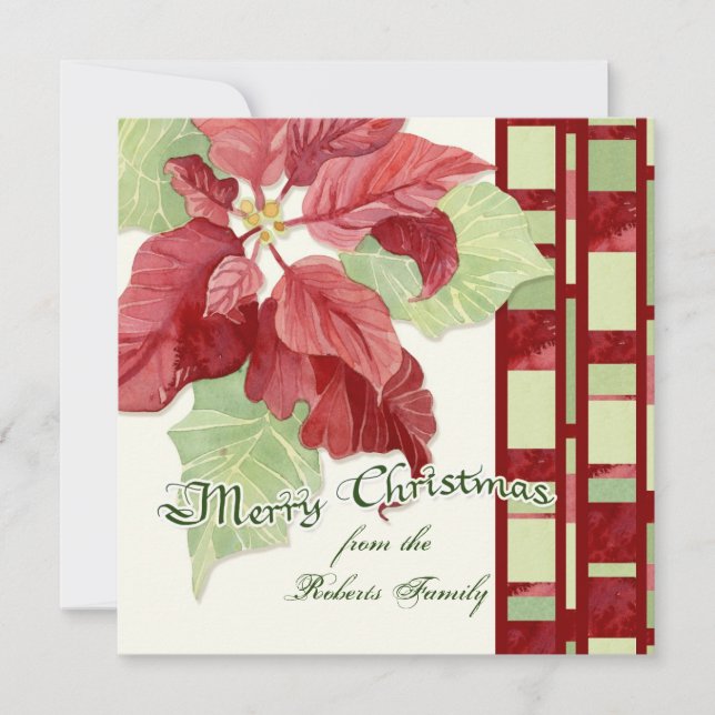 Elegant Poinsettia Christmas Party Invitation (Front)