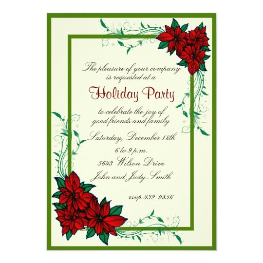 Elegant Poinsettia Christmas Party Invitation | Zazzle.com