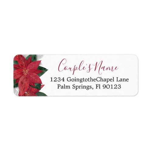 Elegant Poinsettia Christmas Return Address Label