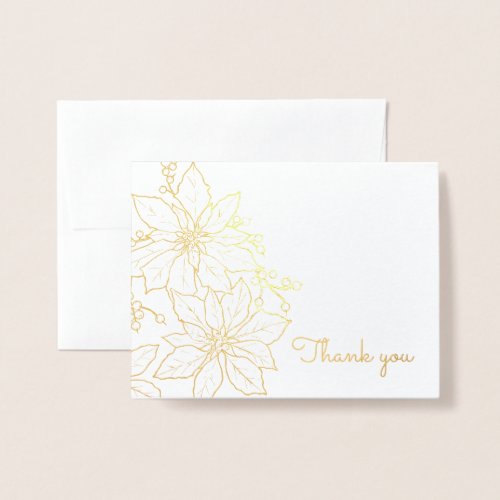 Elegant Poinsettia Christmas Thank You Foil Card