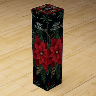 Elegant Poinsettia Floral Christmas Holiday Wine Box